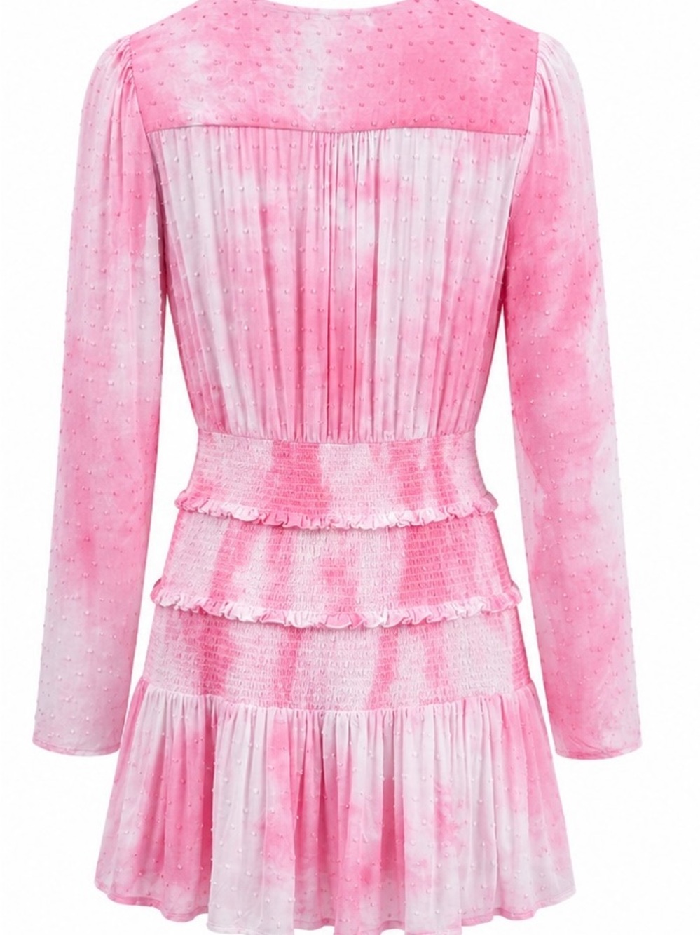 Skylar & Madison Pink Tie-Dye V-Neck Tiered Mini Dress - Picture 3 of 6
